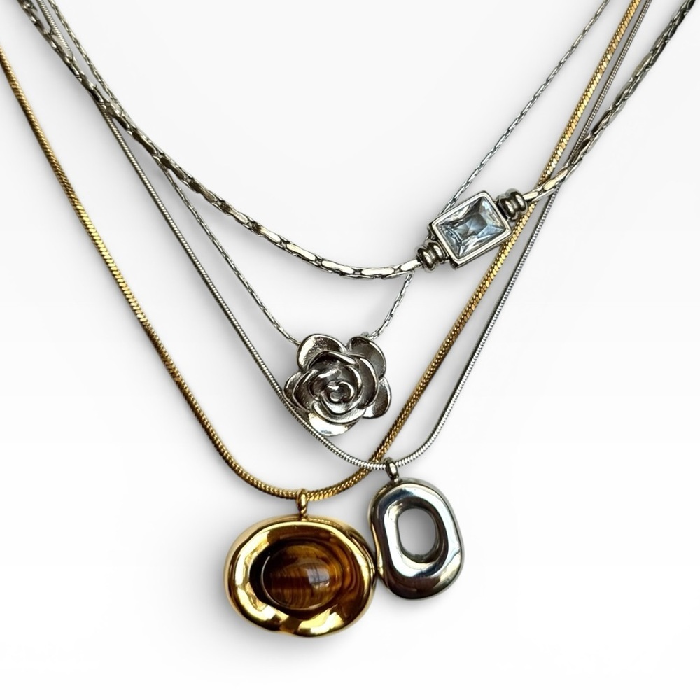 3 Mixed Metals Silver and Gold Necklace Bundle, ANY 3